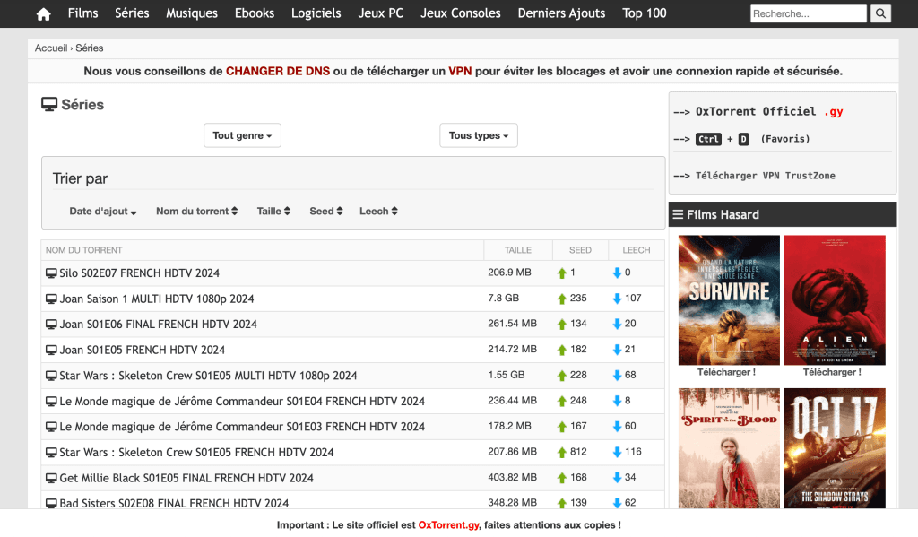 OxTorrent : La nouvelle adresse